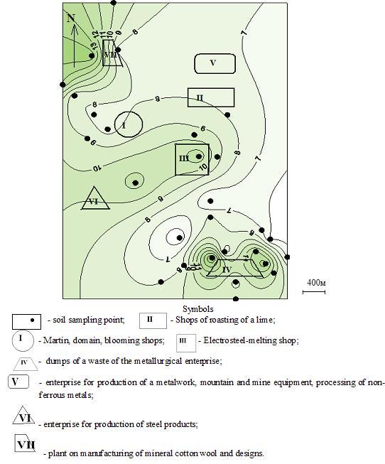 Drawing 4.1 – The card of a total indicator of pollution (Zc)